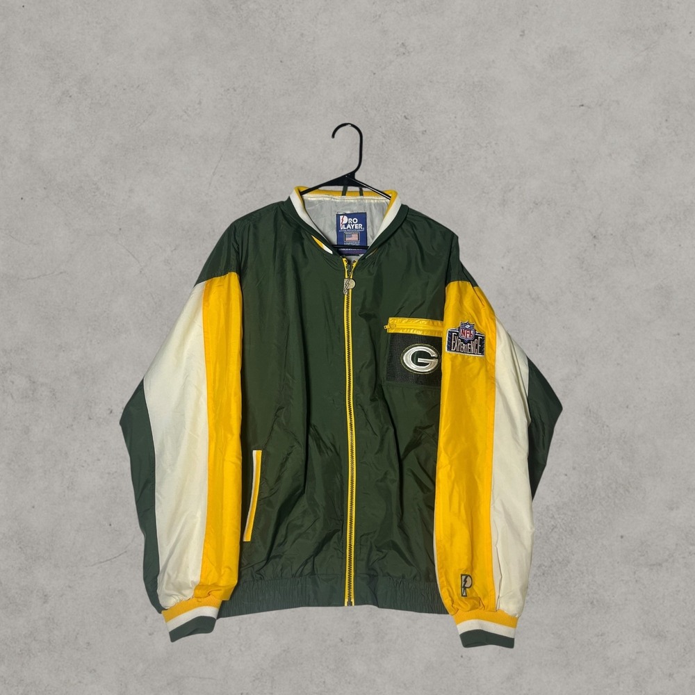 Vintage Green Bay Packers Pro Player NFL Experience Jacket Green Gold Mens XL